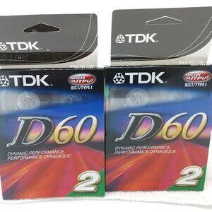 TDK D60 Blank Cassette Tapes Lot of 4 Sealed 2 Packs Type I Normal Bias High Out